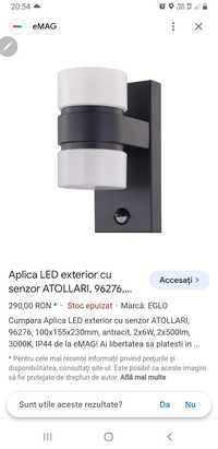 Aplica led exterior cu sensor noua