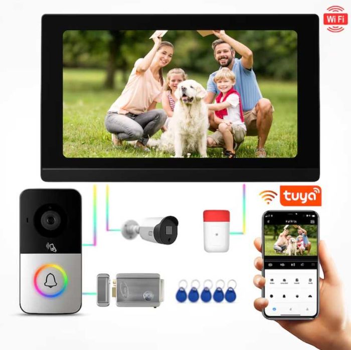 Interfon Video SMART, Monitor 7 inch, Sonerie video Inteligenta Tuya