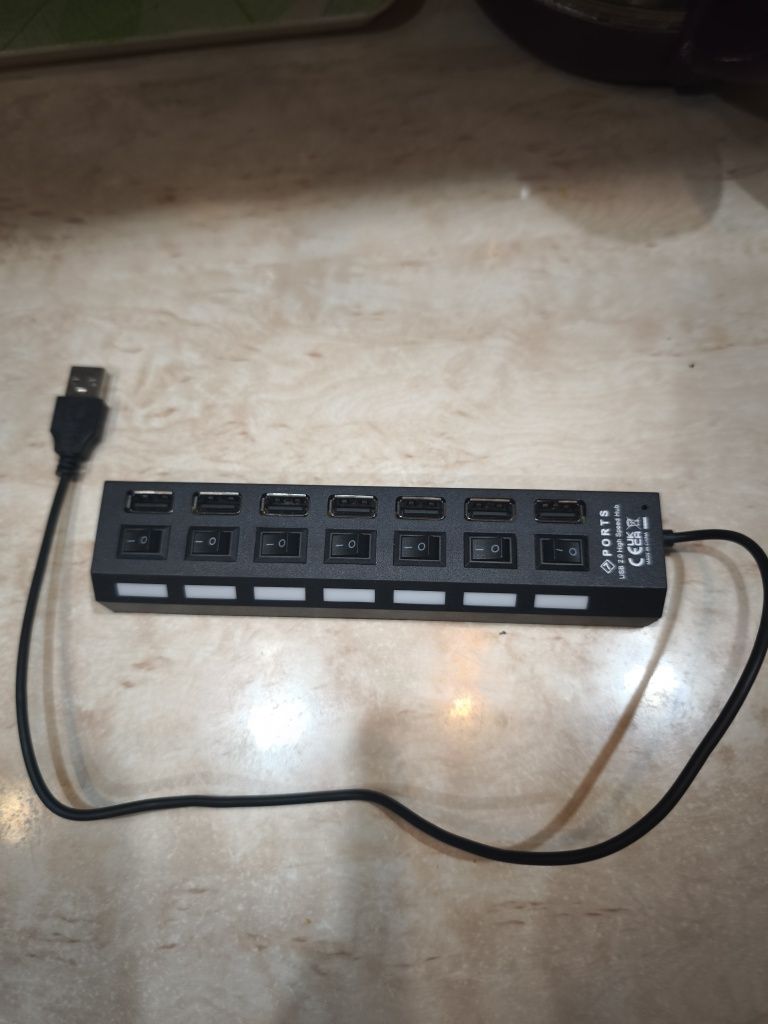 USB‑хаб 7 портов с кнопками и подсветкой