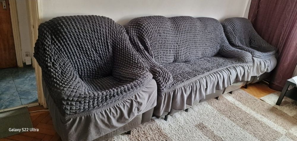 Set canapea 3 locuri + 2 fotolii recliner pret pe bucata piele eco