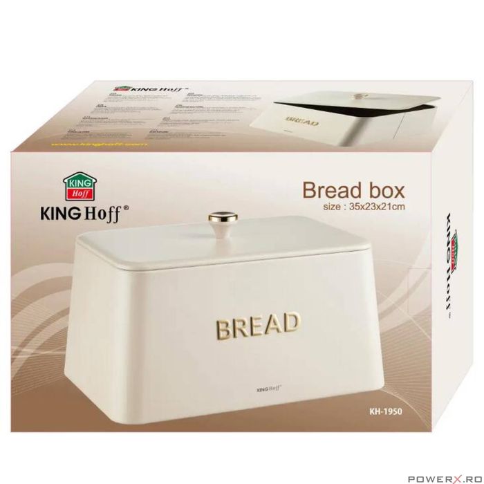 Cutie bej pentru paine, metalica, 35x23x21cm, Kinghoff