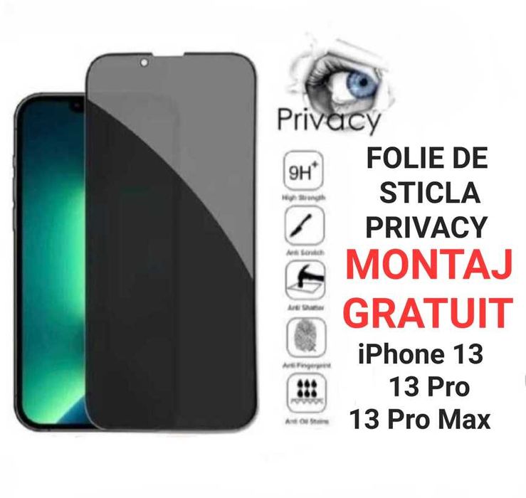 Folie de Sticla Privacy iPhone 13 Pro Max -Tempered Glass Full-