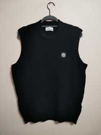 Stone Island 583A1 Stretch Wool Ribbed Knit Vest - Black.