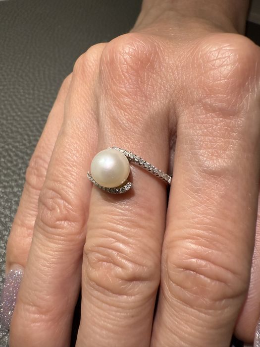 Inel cu Diamante Naturale si Perla Akoya Aur 18K