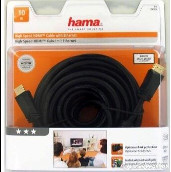 Кабел HAMA 122108 HDMI мъжко - HDMI мъжко, 10 м, Позлатени конектори,