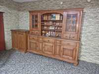 Bibliotecă din lemn masiv de nuc+dulap cu două uși