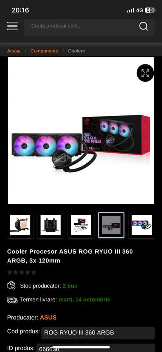 Cooler Procesor ASUS ROG RYUO III 360 ARGB, 3x 120mm