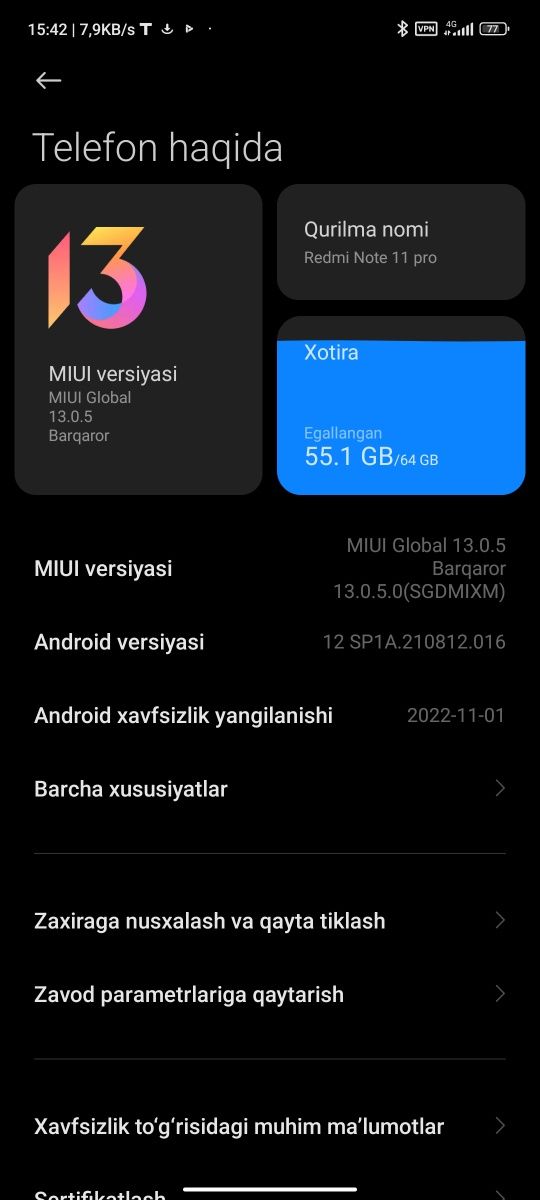 Note 11 pro xolati ideal