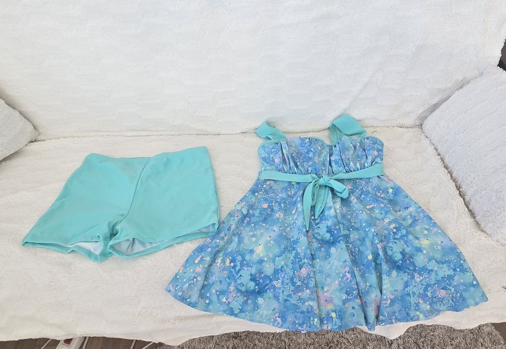 Costum de baie damă din 2 piese - culoare turcoaz