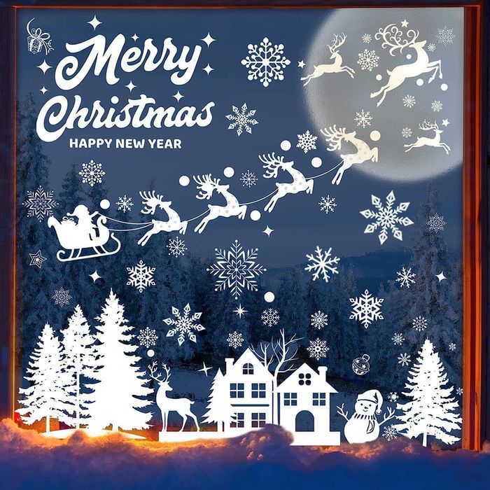 Set 9 coli autocolante 19x29cm, stickere pentru fereastra de Craciun