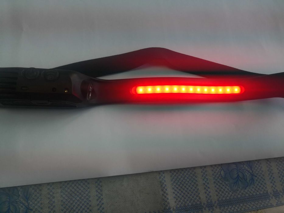 Lanterna frontala cu banda led alb si rosu + xpe si senzor de miscare