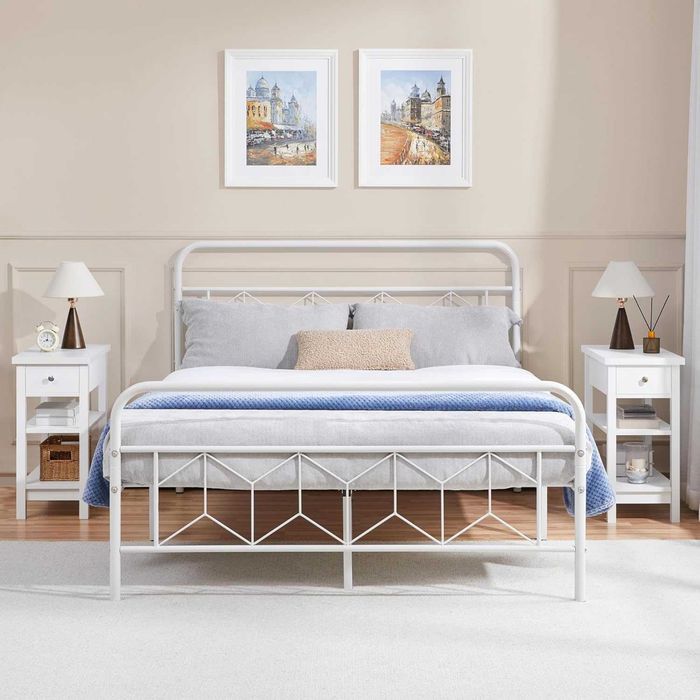 Noptieră albă sertar 2 compartimente dormitor living |S 592667 White