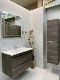 Стилно шкафче за баня с мивка и огледало