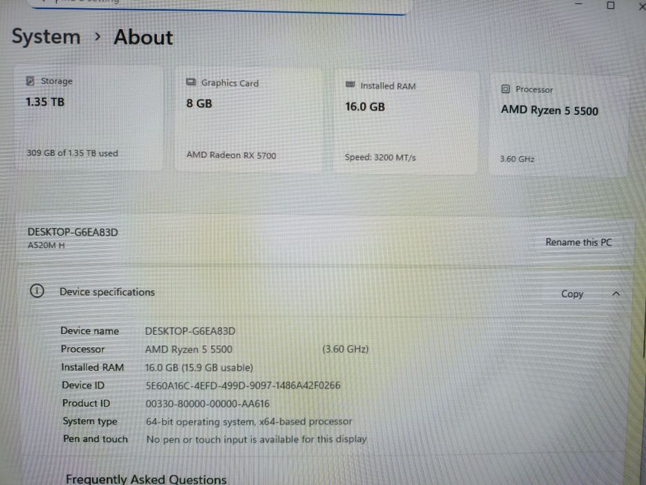 Pc gaming ryzen 5 5500 rx5700 16gb