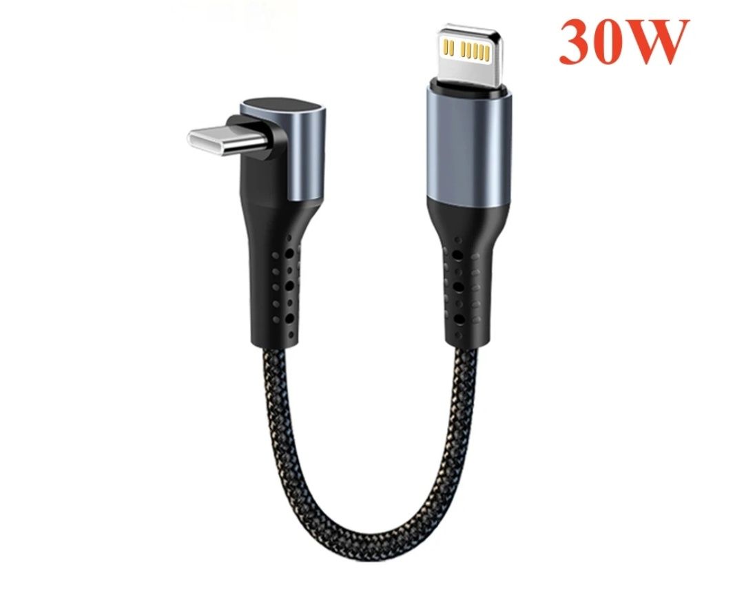 Cablu usb a usb c iPhone lightning 90 grade 25 cm