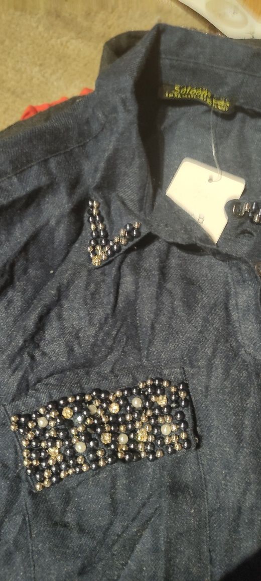 Ликвидация Дамски ризи с пайети перли дълъг ръкав памук