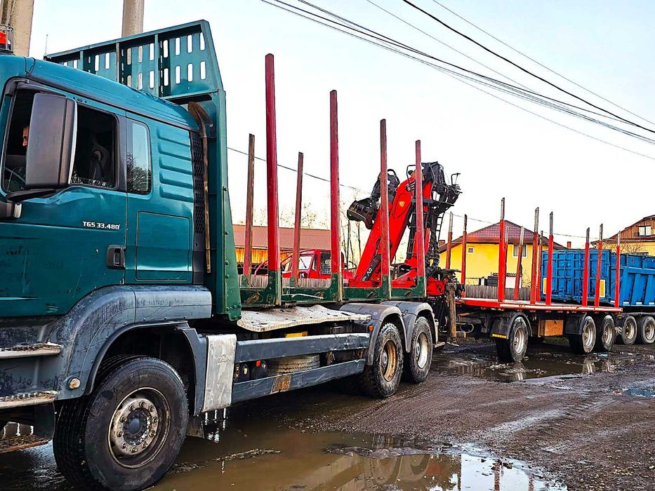 Camion Forestier 6X4 , Remorca 3 Axe , Macara Epsilon 120