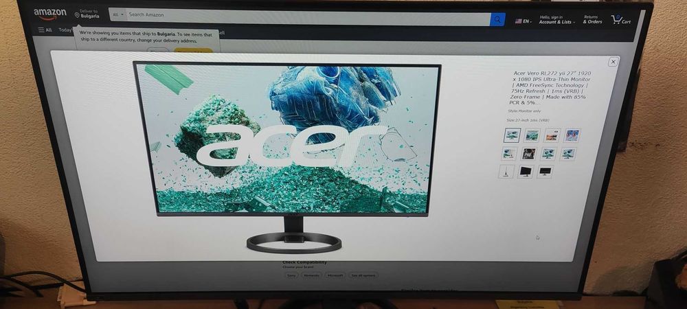 Отличен монитор Acer Vero RL272