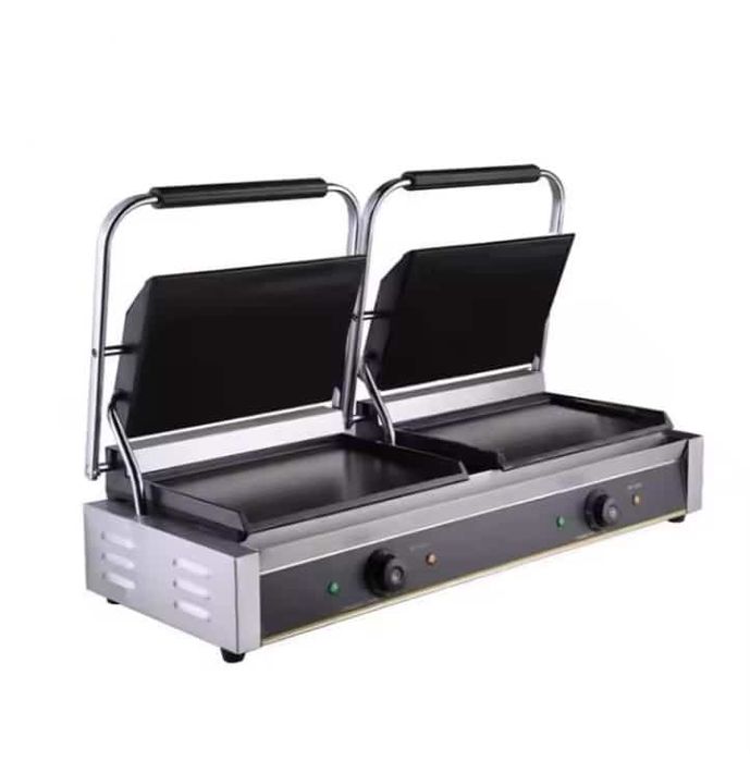 Panini grătar contact grill dublu, cu suprafață netedă
