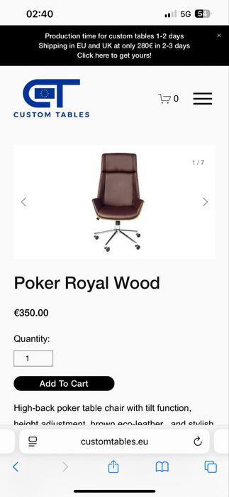 Scaune Poker imbracate in lemn CustomTables.eu customizate logo tau