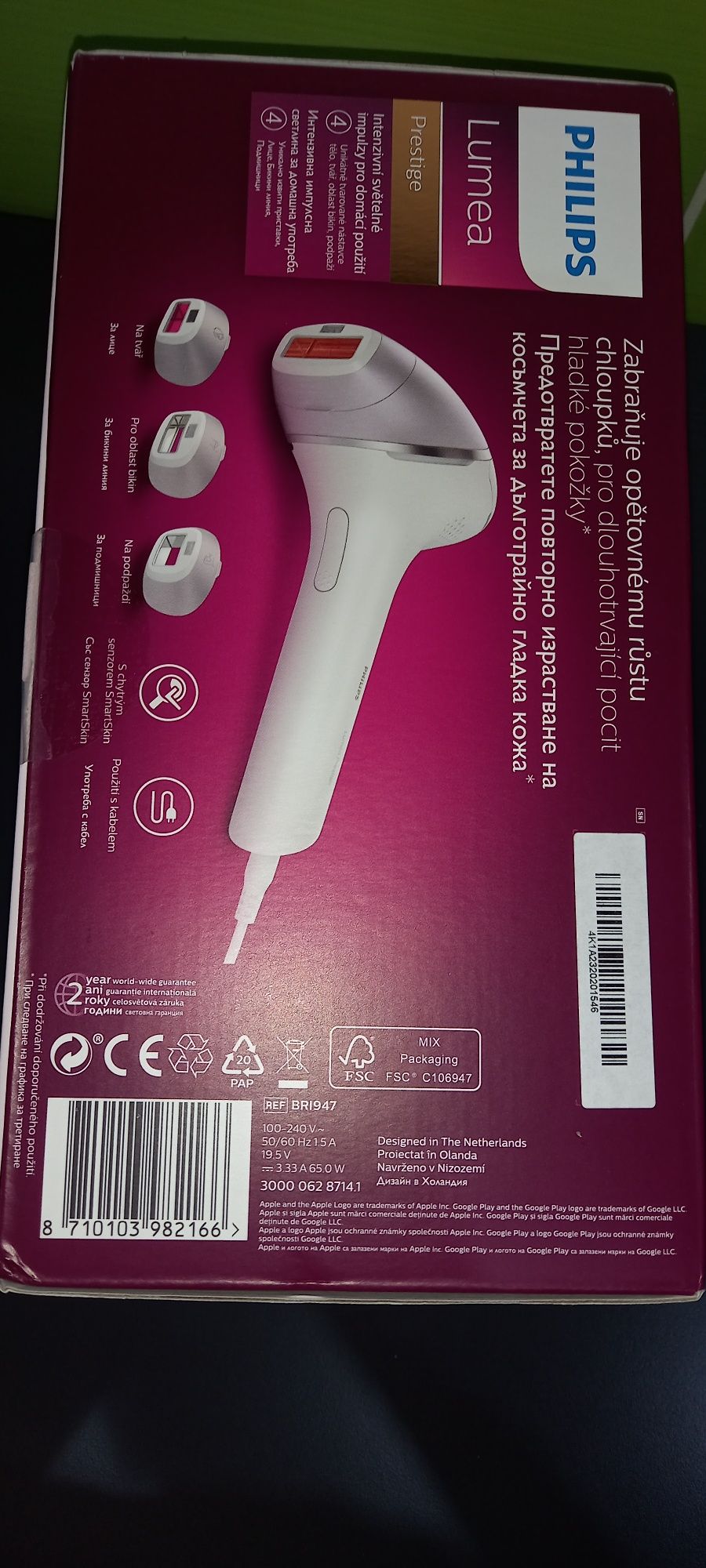 Epilator IPLPhilips Lumea Seria 9000 BRI947,4 accesorii, Alb/Roz