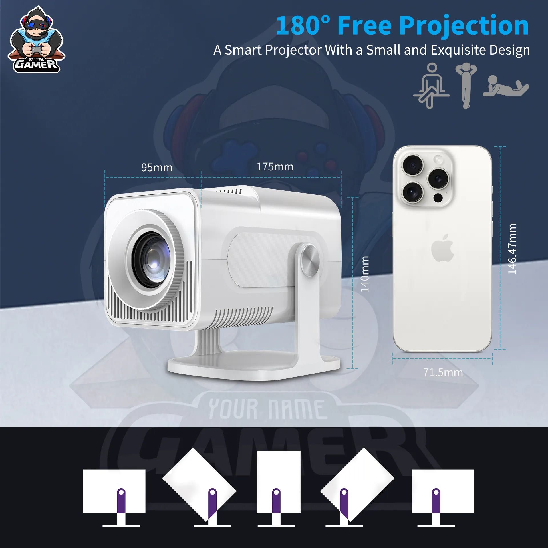 HCS350 Max — 3D Gaming, 4K, Android 11 zamonaviy o‘yin proyektori at10
