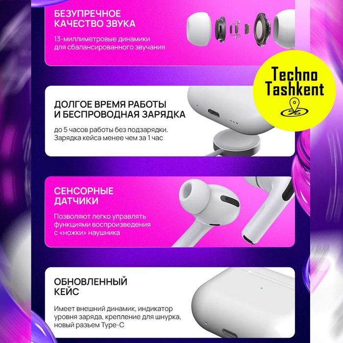 Беспроводные наушники AirPods Pro 2 Inkax T05ANC, с шумоподавлением