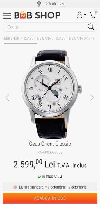 Ceas Orient Classic RA-AK0008S30B; ORIGINAL, acte, sigilat.