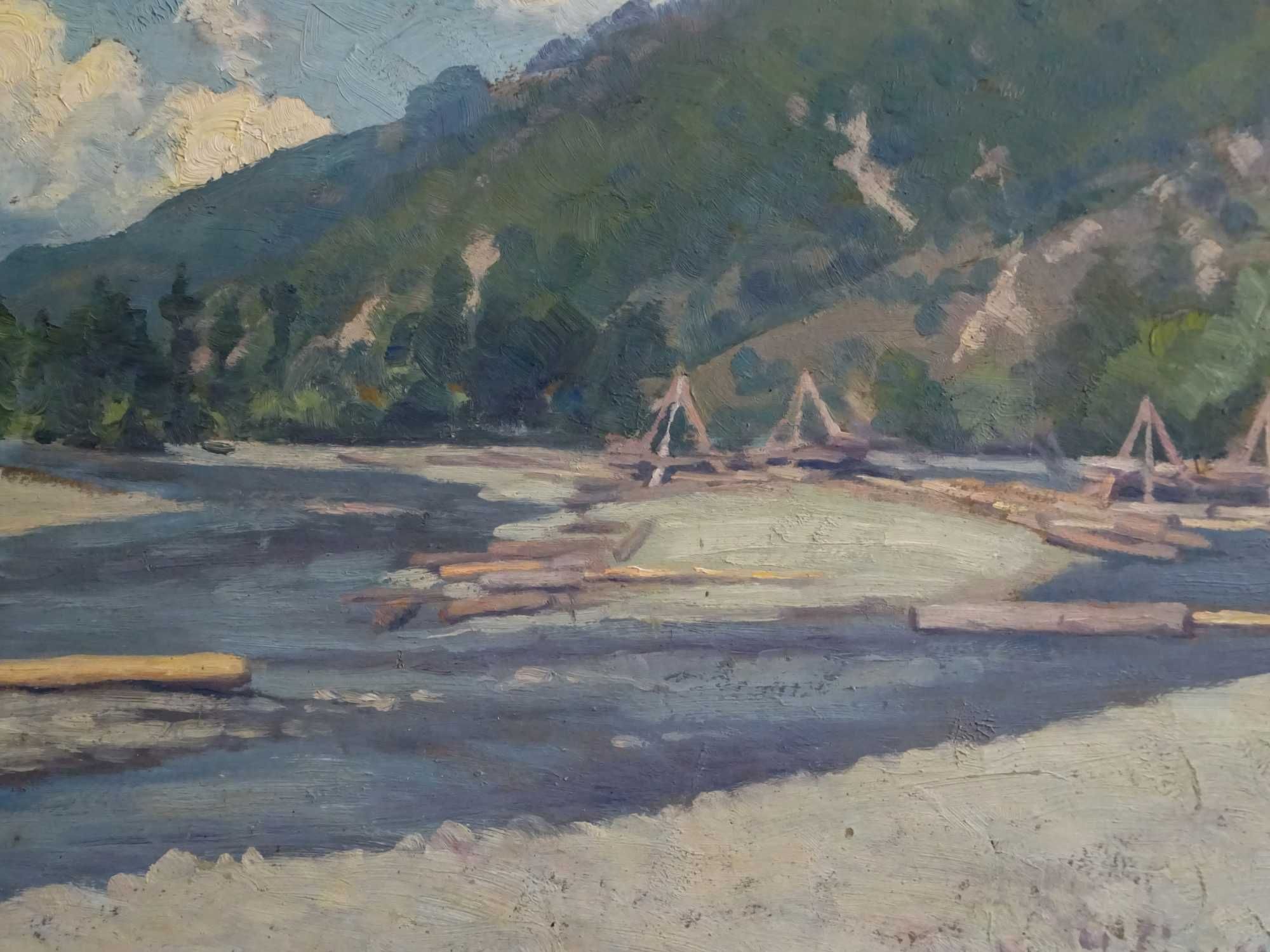 Tablou Constantin Iliescu, ’Râul’ | Superba pictura in ulei pe carton