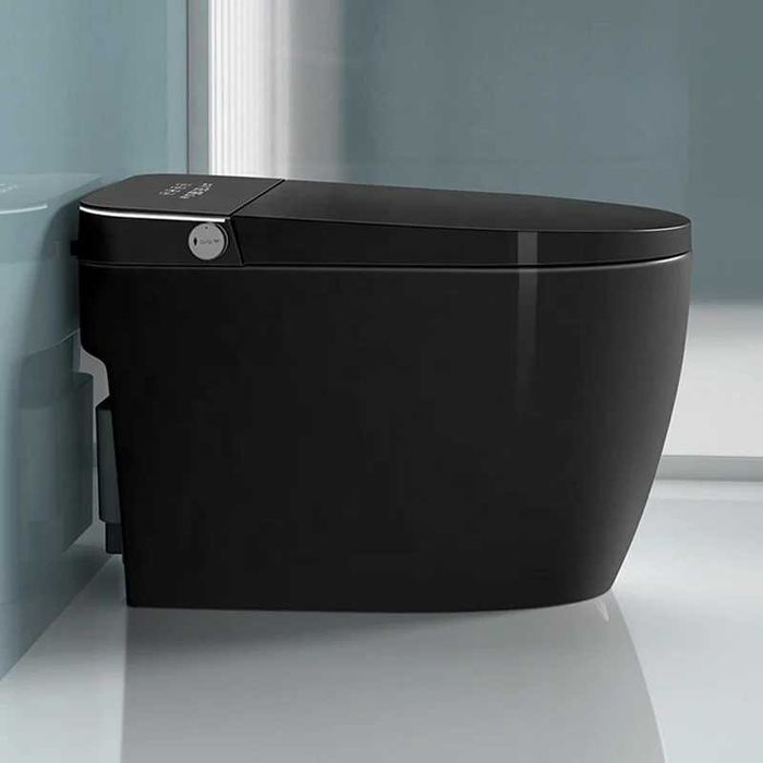 Мултифункционална черна смарт тоалетна с биде, подгрев, сушене, масаж