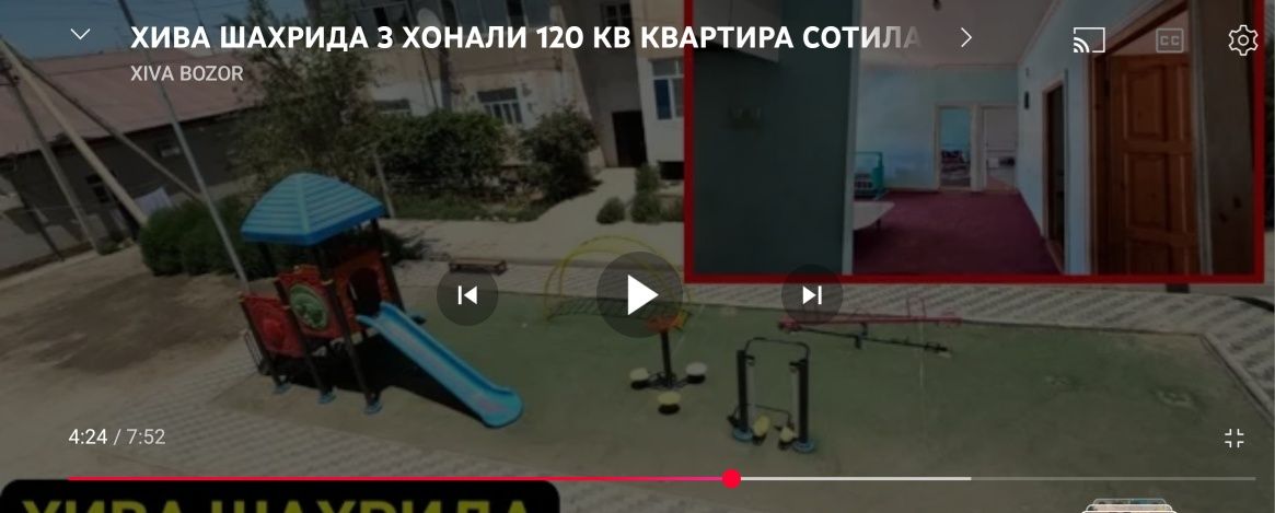 3 xonali kvartira sotiladi