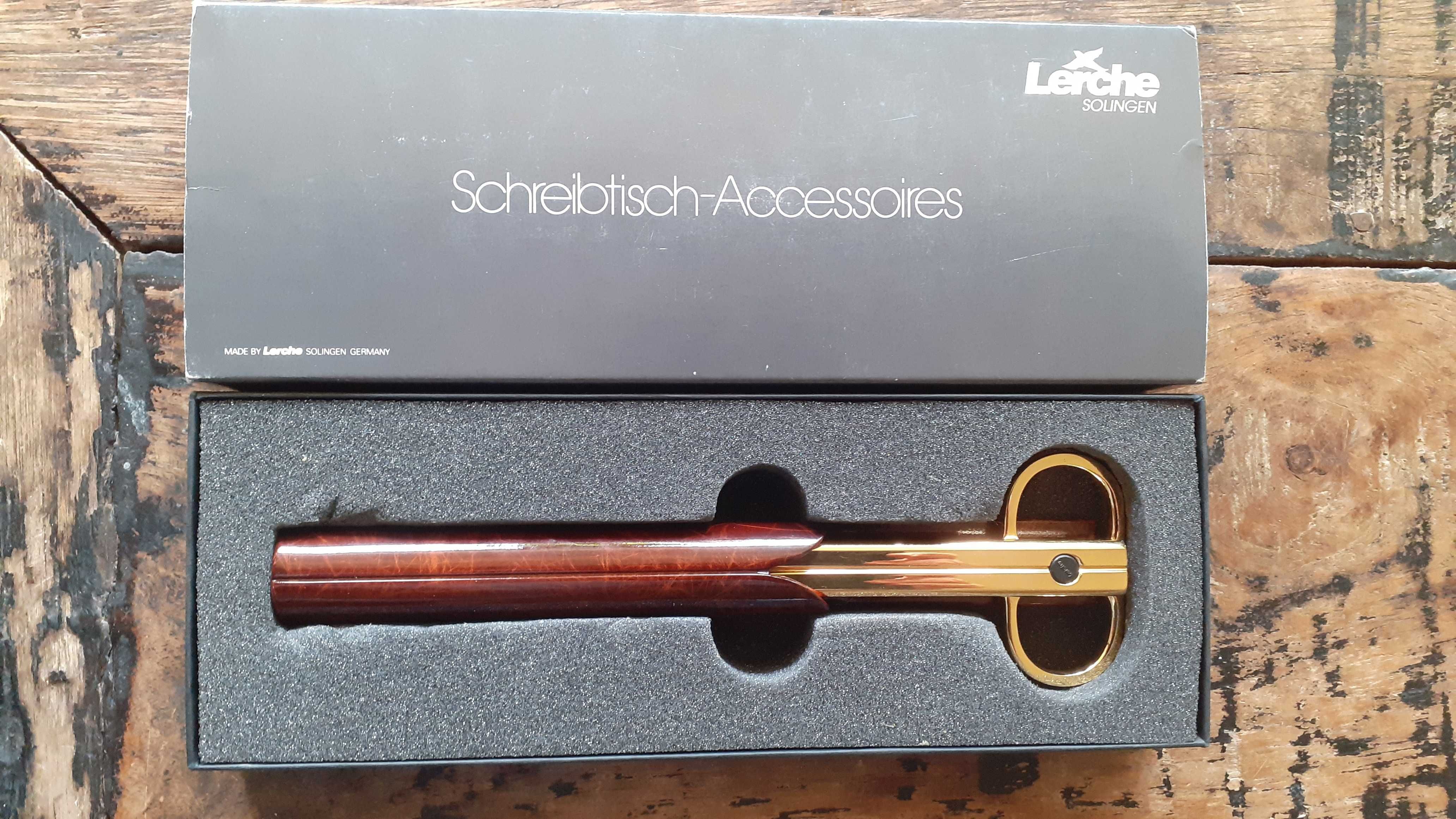 нож и ножица комплект Лерхе Lerche Солинген Solingen злато и лак