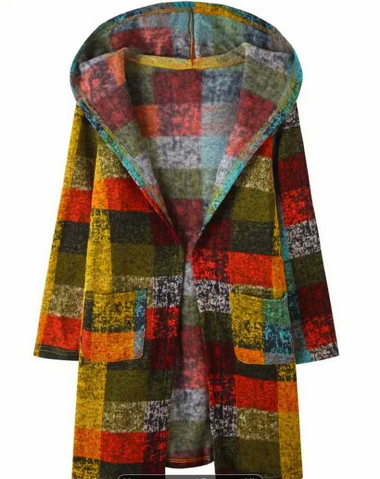 Топла и мека дълга жилетка-палто, с качулка и джобове (всесезонна)