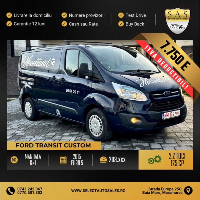 Ford Transit Custom / 3 locuri / AC / TVA deductibil / cash sau rate