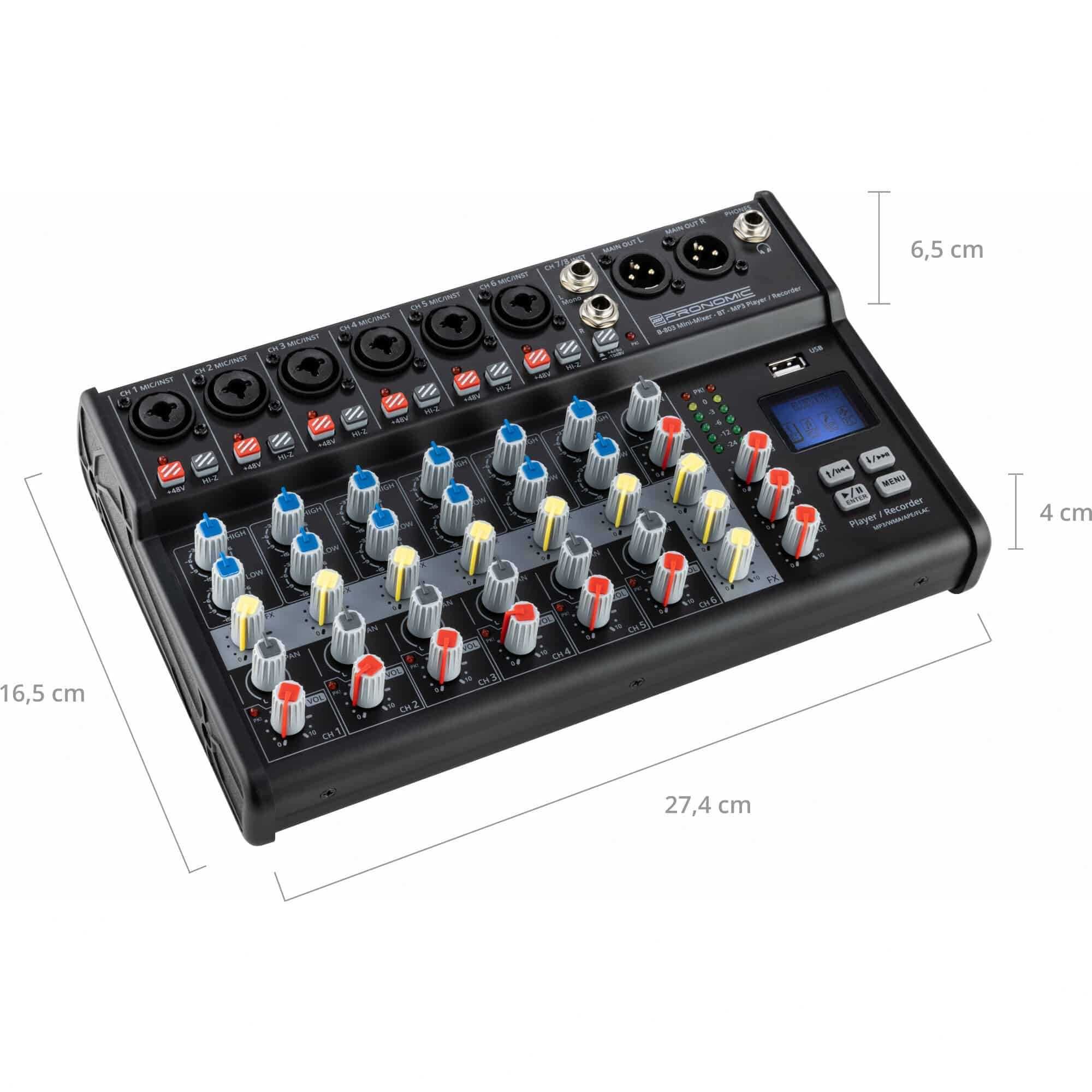 Mini Mixer Bluetooth USB Recording Pronomic B-803