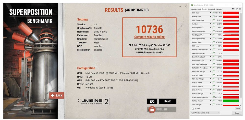 ТОП състояние Видео карта GPU Palit RTX 3070 JetStream 8GB GDDR6