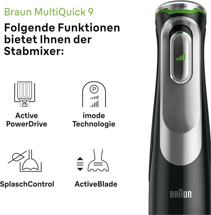 Ръчен блендер Braun MultiQuick 9 5в1, MQ9147X, SplashControl, 1200W