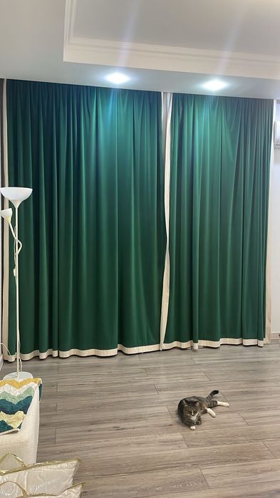 Шторы+тюль на 4 окна. Высота 3 /ширина 2м на одно окно.