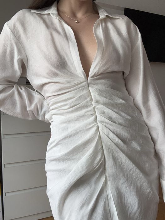 Rochie zara din panza alba - bej