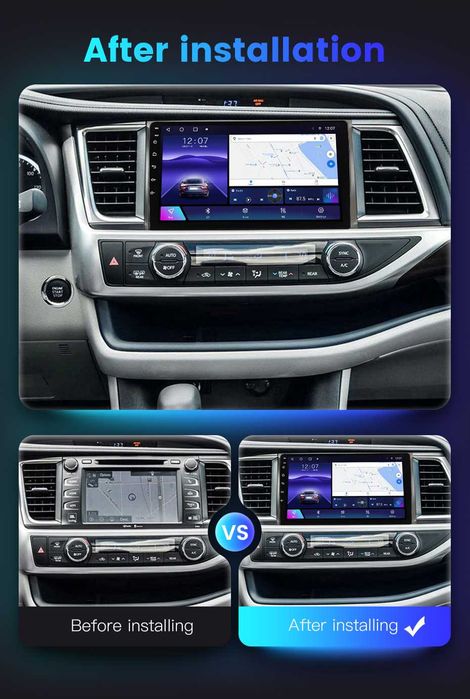 Navigatie Android 14 Toyota Highlander 2013-2018 1/8 Gb Waze CarPlay
