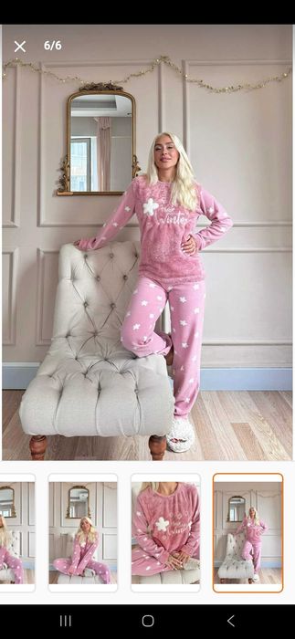 Pijama de pluș damă roz, mărimea XL, Nouă cu etichetă