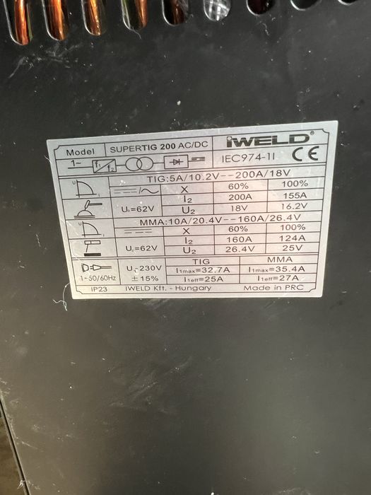 Aparat de sudură TIG Iweld SUPERTIG 200 AC/DC
