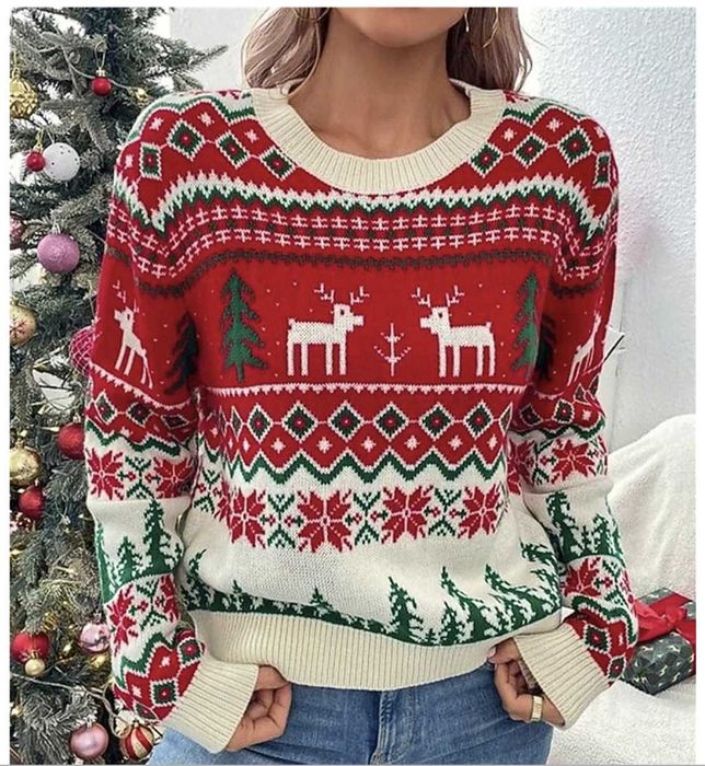 Дамски Коледен пуловер М-Л
