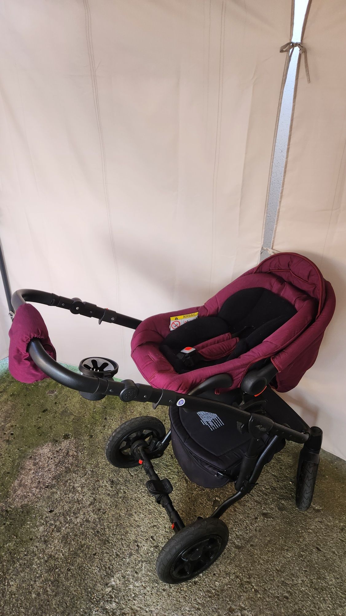 Carucior 3 in 1 Adamex Barletta, Burgundy Red