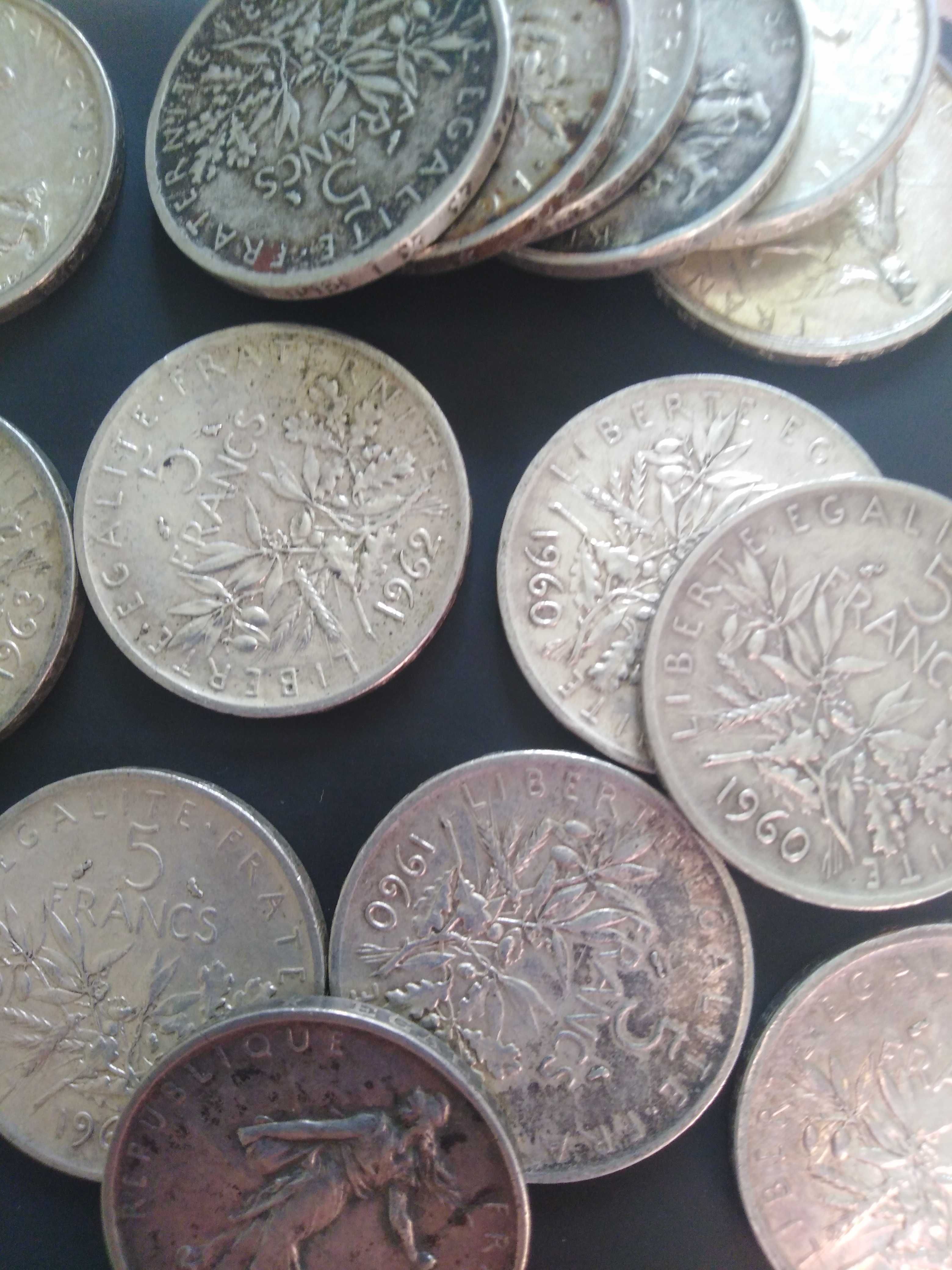 сребърни монети 5 10 20 Francs  1934 1960 Руско сребро 84 лъжици