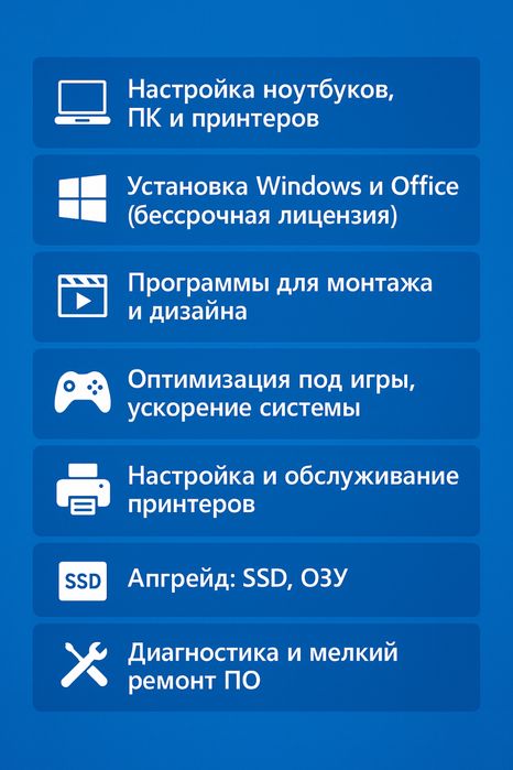 Компьютерная помощь, Установка Windows/Office (Выезд, удаленно)