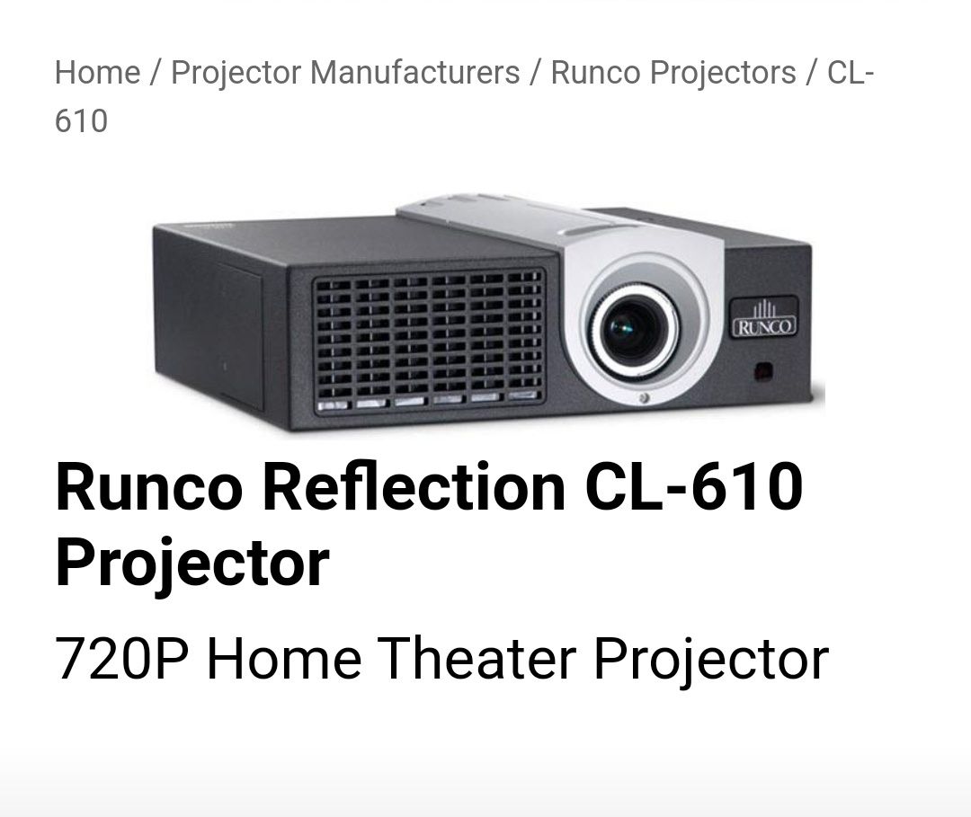 Проектор домашний кинотеатр Runco CL 610 новый