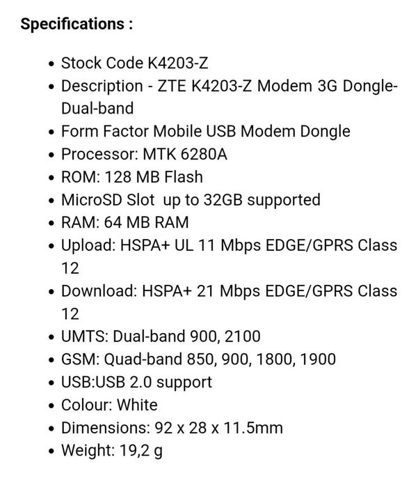 USB stick modem ZTE K4203-Z