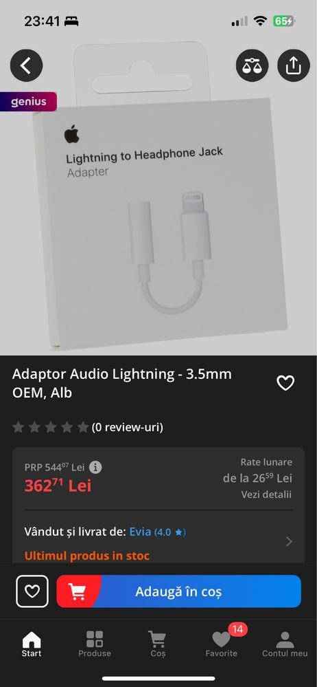 Adaptor aidio lihtening 0.5mm OEM alb NOU