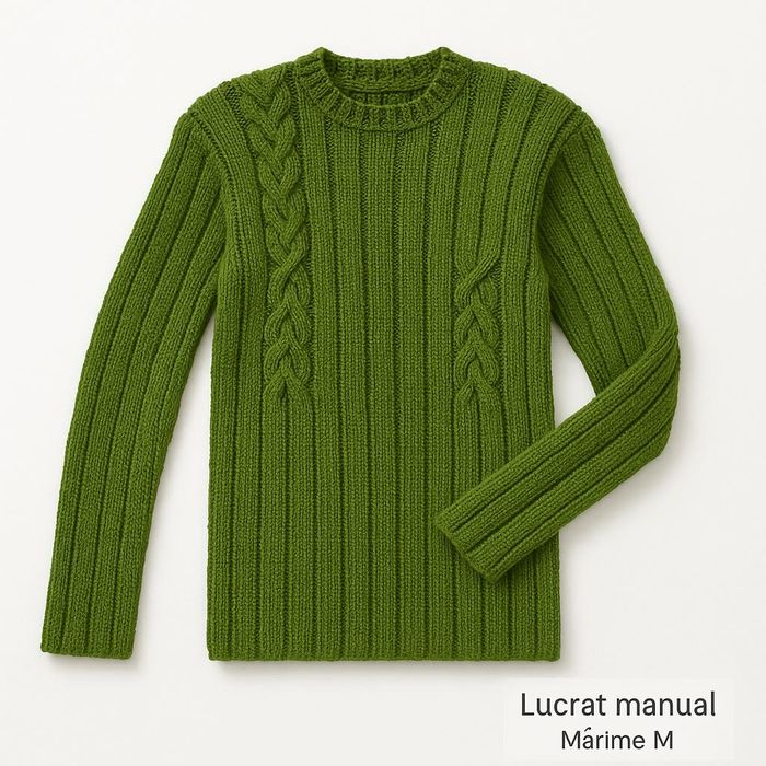 Pulover verde cu torsade – Mărime M